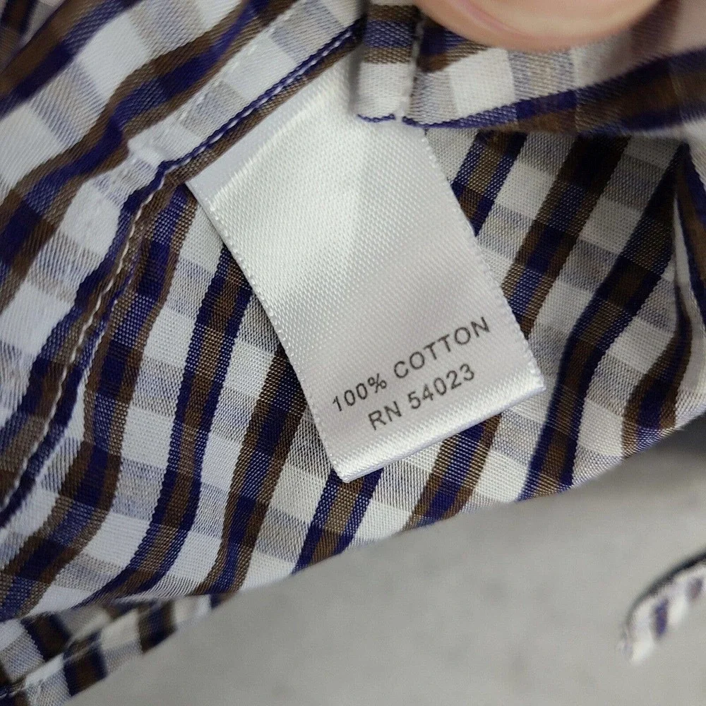 Banana Republic Shirt Men's XL 17-17 1/2 Multicolor Plaid Woven in‎ Italy Fitted